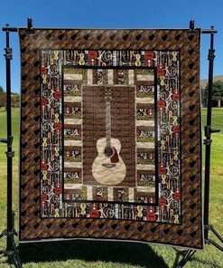 Customizable Guitar Quilt Bedding Set for Bedroom Decor and Family Gifts