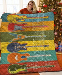 Customizable Guitar Quilt Bedding Set for Family Gift and Bedroom Decoration