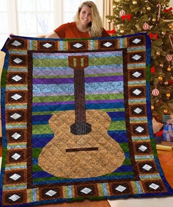Customizable Guitar Quilt Bedding Set with Pillowcases for Home and Family Gifts