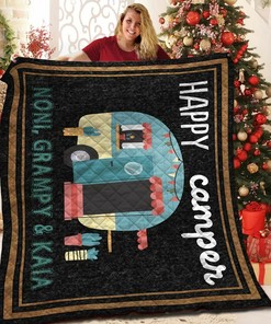 Customizable Happy Camper Quilt Bedding Set - Great Gifts for Family and Camping Enthusiasts