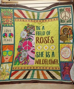 Customizable Hippie Quilt Bedding Set - Add Your Name or Favorite Saying - Ideal for Bedroom Decor and Picnics