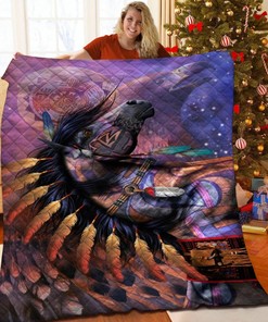 Customizable Horse Native Quilt Bedding Set - Ideal for Horse Lovers and Family Gifts