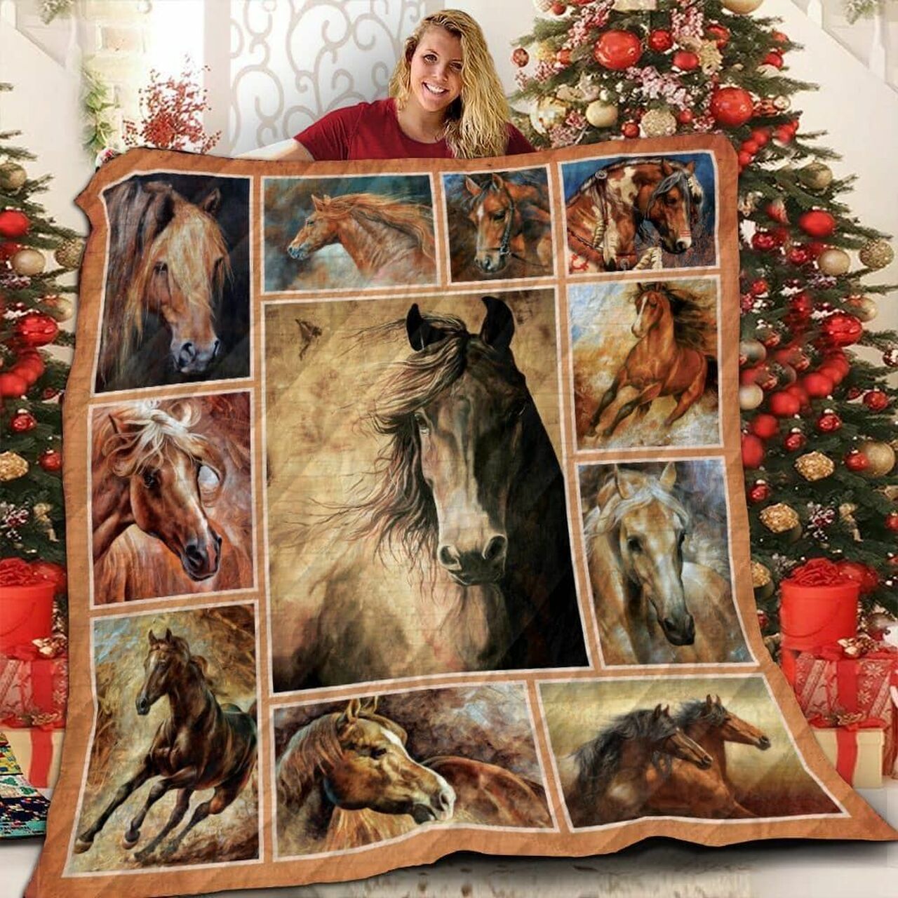 Customizable Horse Quilt Bedding Set, a Unique and Thoughtful Gift for Family