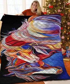 Customizable Horse Quilt Bedding Set with Personalized Pillowcases - Great for Family Gifts