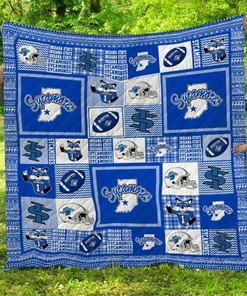 Customizable Indiana State Sycamores Quilt Blanket Bedding Set for Family Gifts