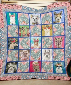 Customizable Llama And Flower Quilt Blanket Bedding Set Great for Bedroom Decor and Family Gifts
