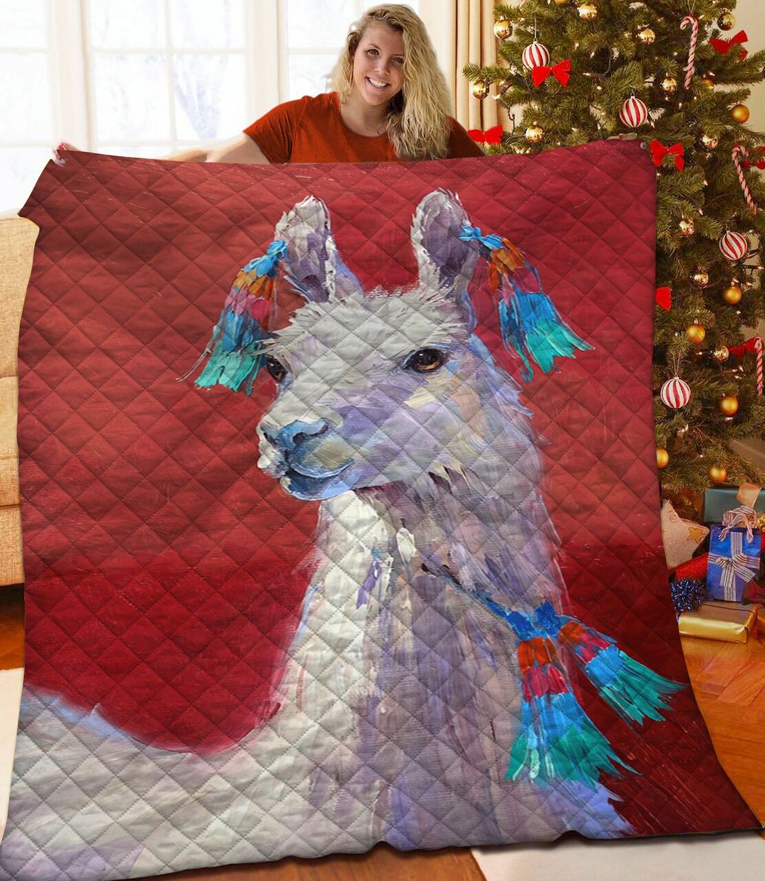 Customizable Llama Quilt Bedding Set for Bedroom Decor and Family Gifts, Great for Home Decoration and Picnic