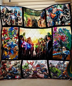Customizable Marvel Comic Quilt Bedding Set - Perfect for Bedroom Decor and Family Gifts