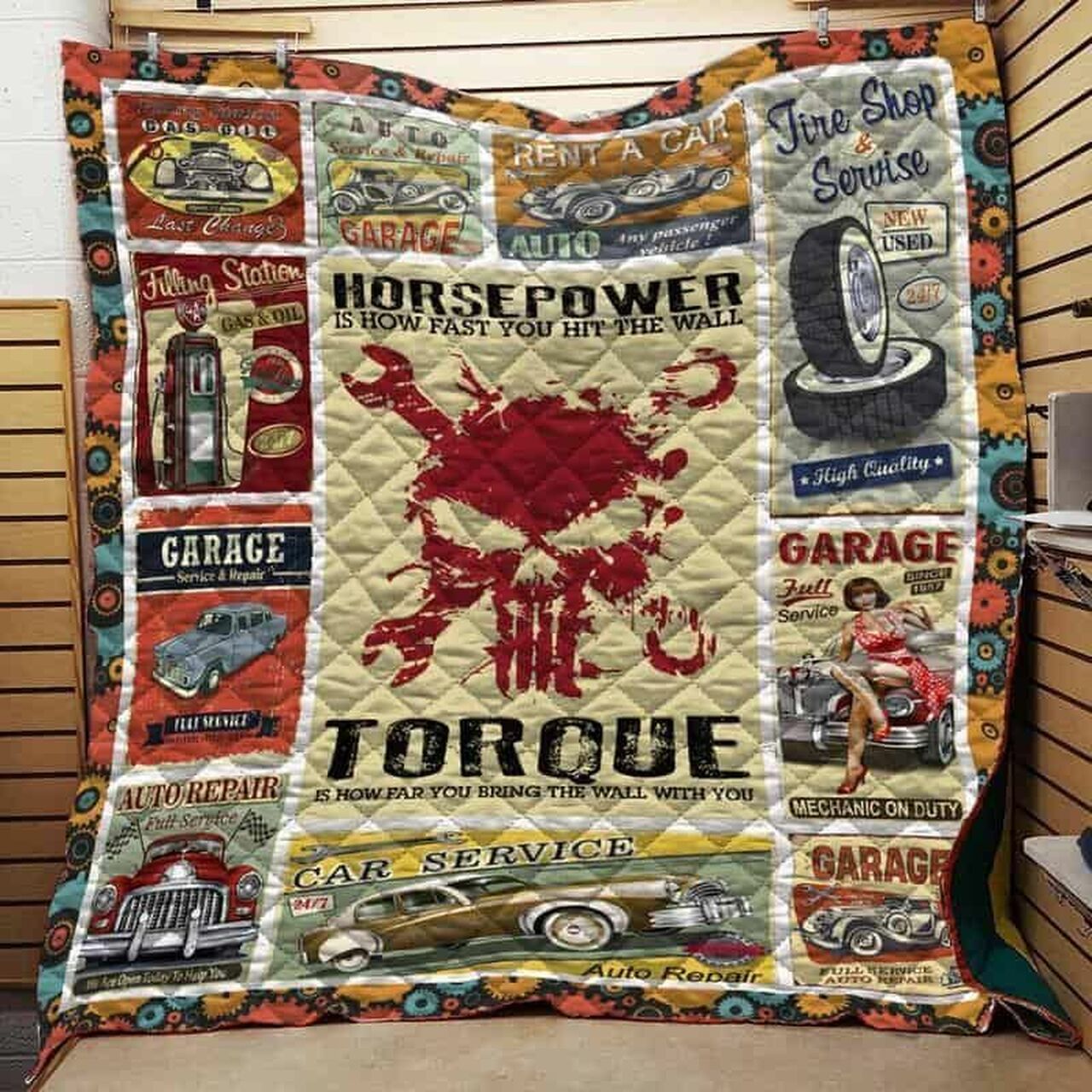 Customizable Mechanic Quilt Bedding Set Blanket Great for Bedroom Decor and Family Gifts
