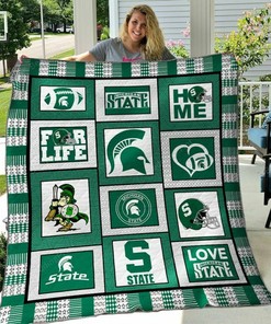 Customizable Michigan State Spartans Quilt Blanket Bedding Set for Family Gifts