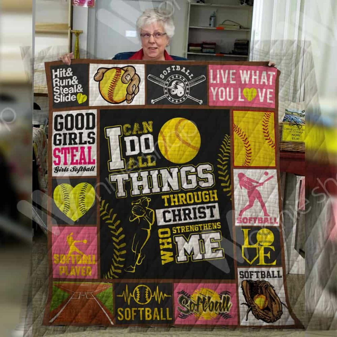 Customizable Softball Quilt Bedding Set Blanket Great for Bedroom Decor