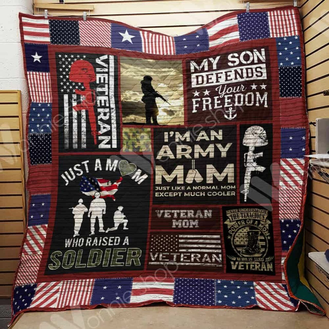 Customizable Veteran Mom Quilt Bedding Set Blanket for Picnics and Family Gifts