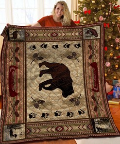 Customized Bear Quilt Bedding Set with Personalized Name or Quote, Bedroom Decor and Gifts for Family