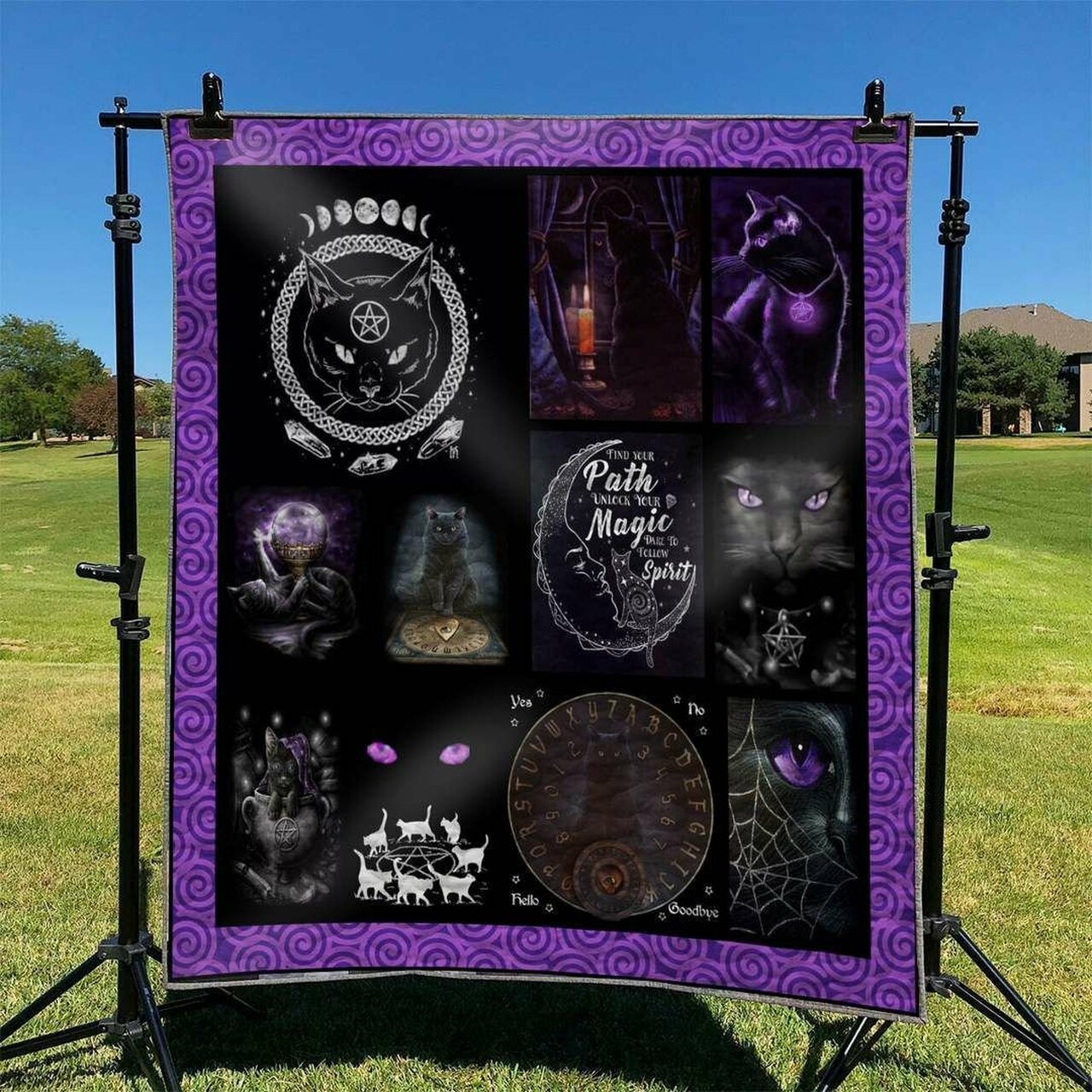 Customized Cat Quilt Bedding Set with Personalized Name for Unique Home Decoration and Gift