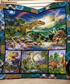 Customized Dinosaurs Quilt Blanket, Great for Bedroom Decor and Family Gifts
