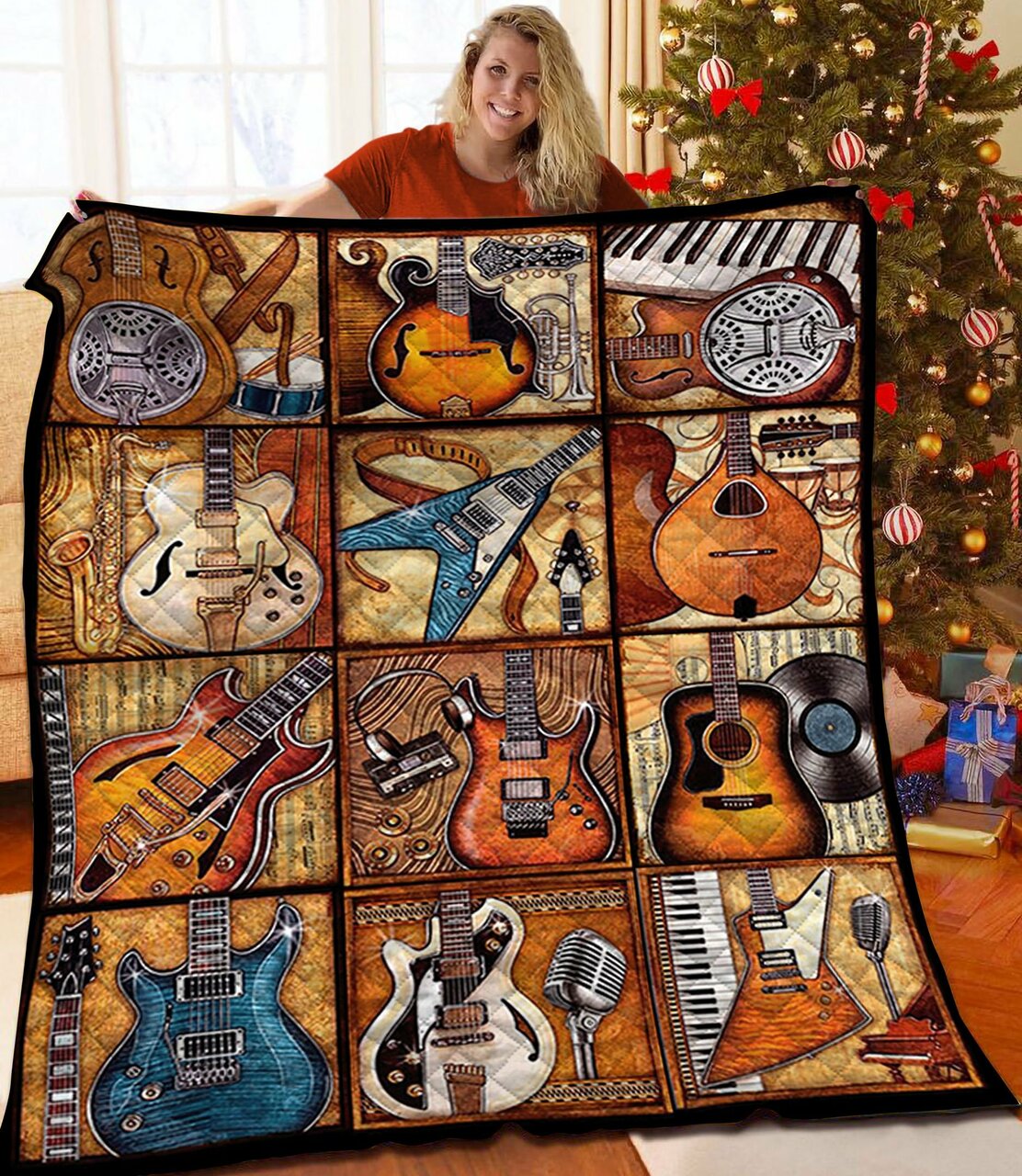 Customized Guitar Bedding Set Printed with Your Sentimental Quote