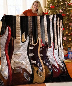 Customized Guitar Quilt Bedding Set for a Memorable Family Gift and Home Decor