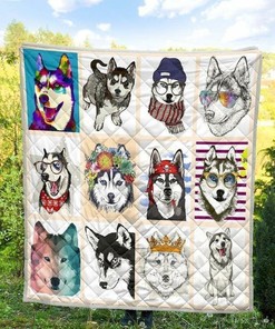 Customized Husky Quilt Bedding Set for Bedroom Decor, Ideal Gifts for Family