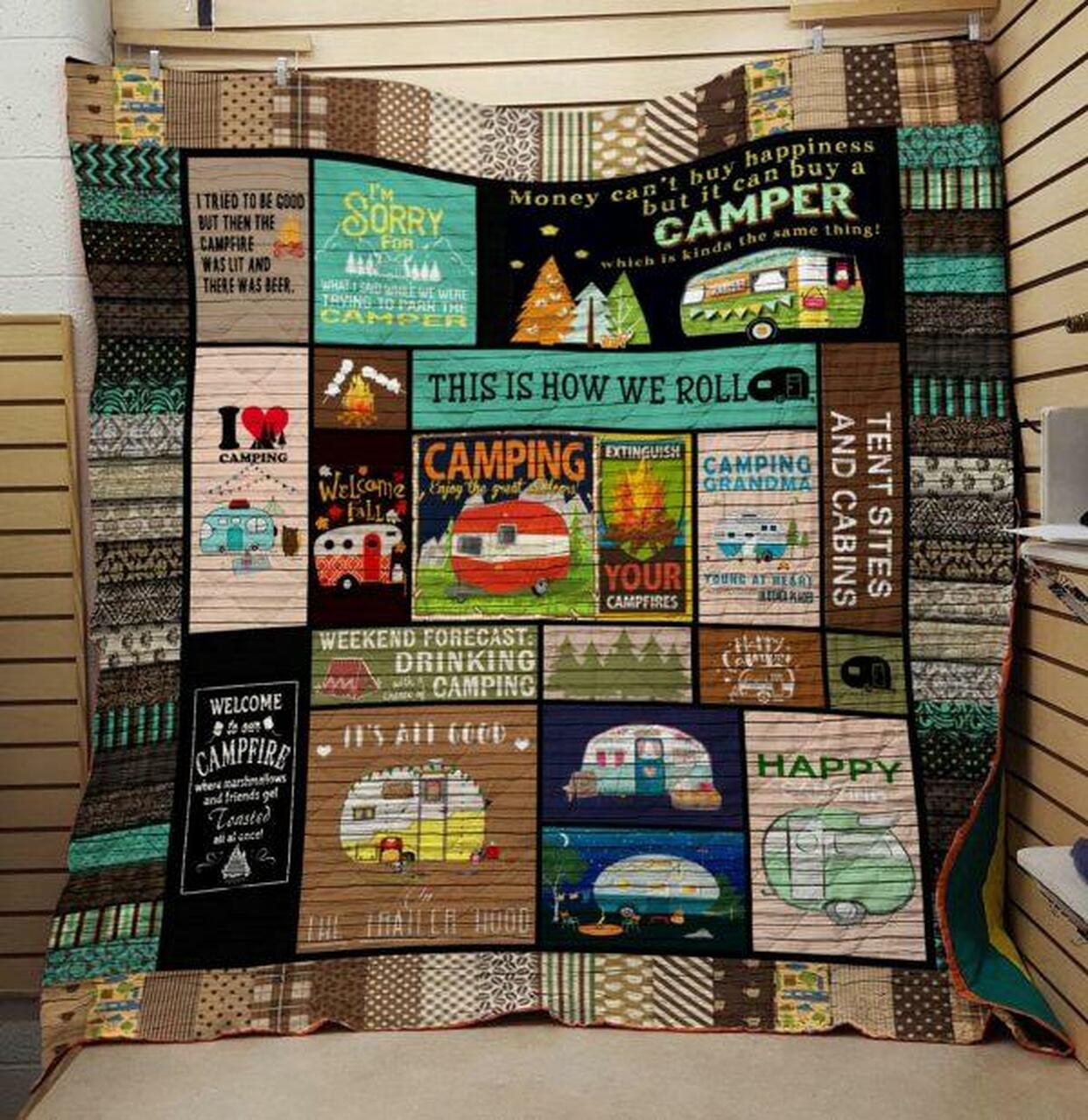 Customized I Love Camping Quilt Blanket Bedding Set for Home Decoration and Family Gifts