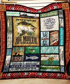 Customized I Love Fishing Quilt Bedding Set Blanket for Picnic Hobby and Family Gifts