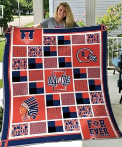 Customized Illinois Fighting Illini Blanket Bedding Set Quilt for Home Decor and Family Gifts