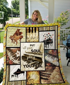 Customized Piano Quilt Bedding Set for Home Decoration & Picnic, Great Gifts for Family