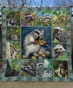 Customized Racoon Quilt Bedding Set Blanket for Picnic Hobby and Family Gifts
