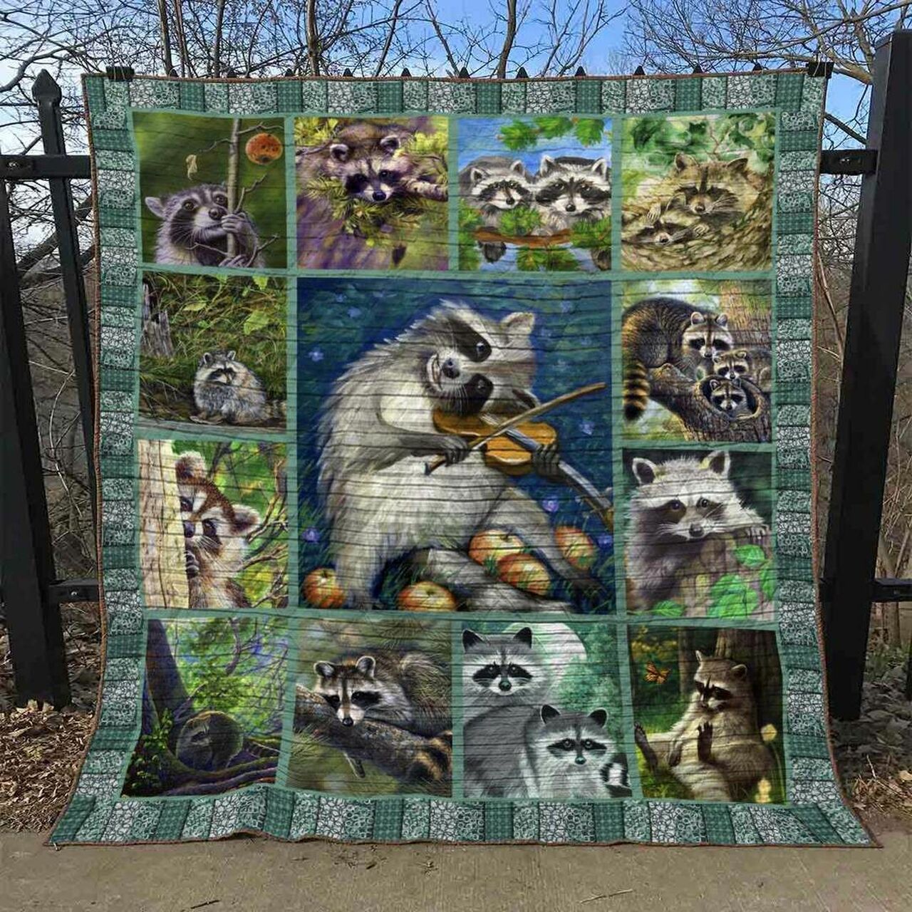 Customized Racoon Quilt Bedding Set Blanket for Picnic Hobby and Family Gifts