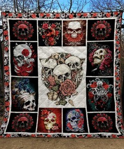 Customized Skull Blanket Bedding Set, Great for Bedroom Decoration and Family Gifts