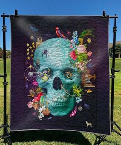 Customized Skull Quilt Bedding Set Blanket for Home Decoration & Picnic, Gifts for Family