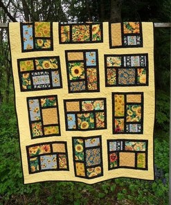 Customized Sunflower Quilt Blanket Bed Set for Home and Picnic