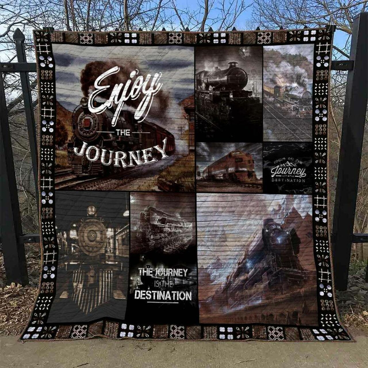 Customized Train Quilt Bed Set Blanket, Great for Bedroom Decoration and Family Gifts