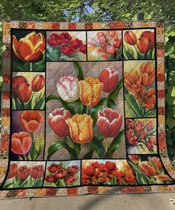 Customized Tulip Quilt Bedding Set Blanket, Great for Bedroom Decoration and Family Gifts