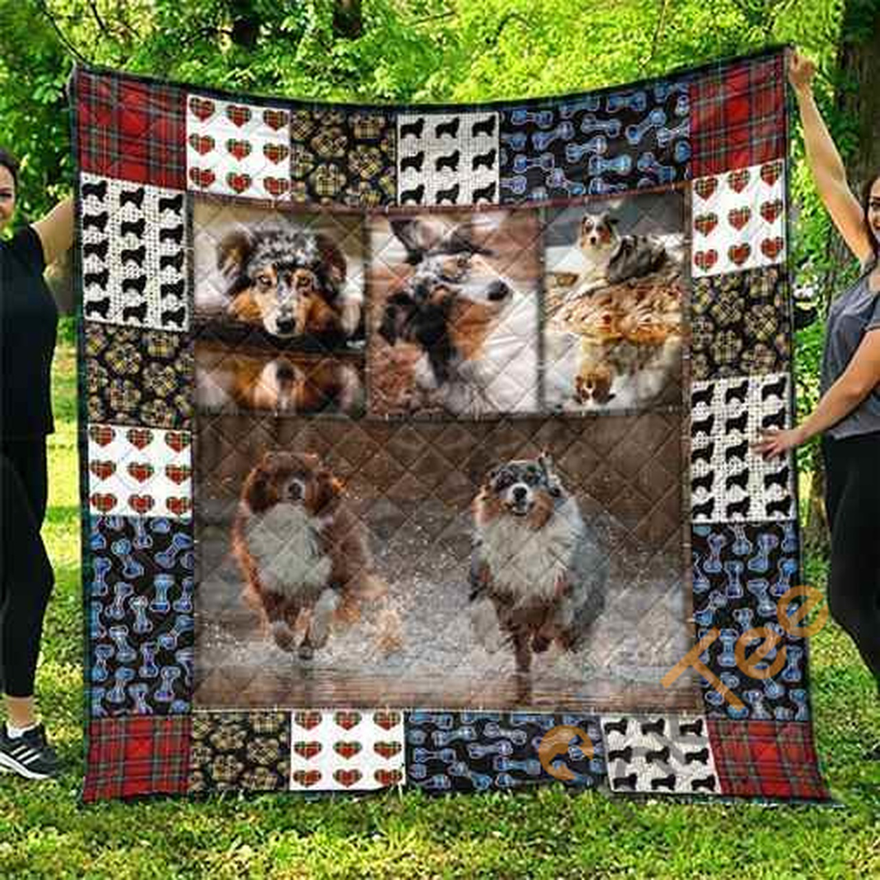 Cute Australian Shepherd Pets Dog Blanket Quilt Bedding Set Bedroom Decor, Gifts for Family