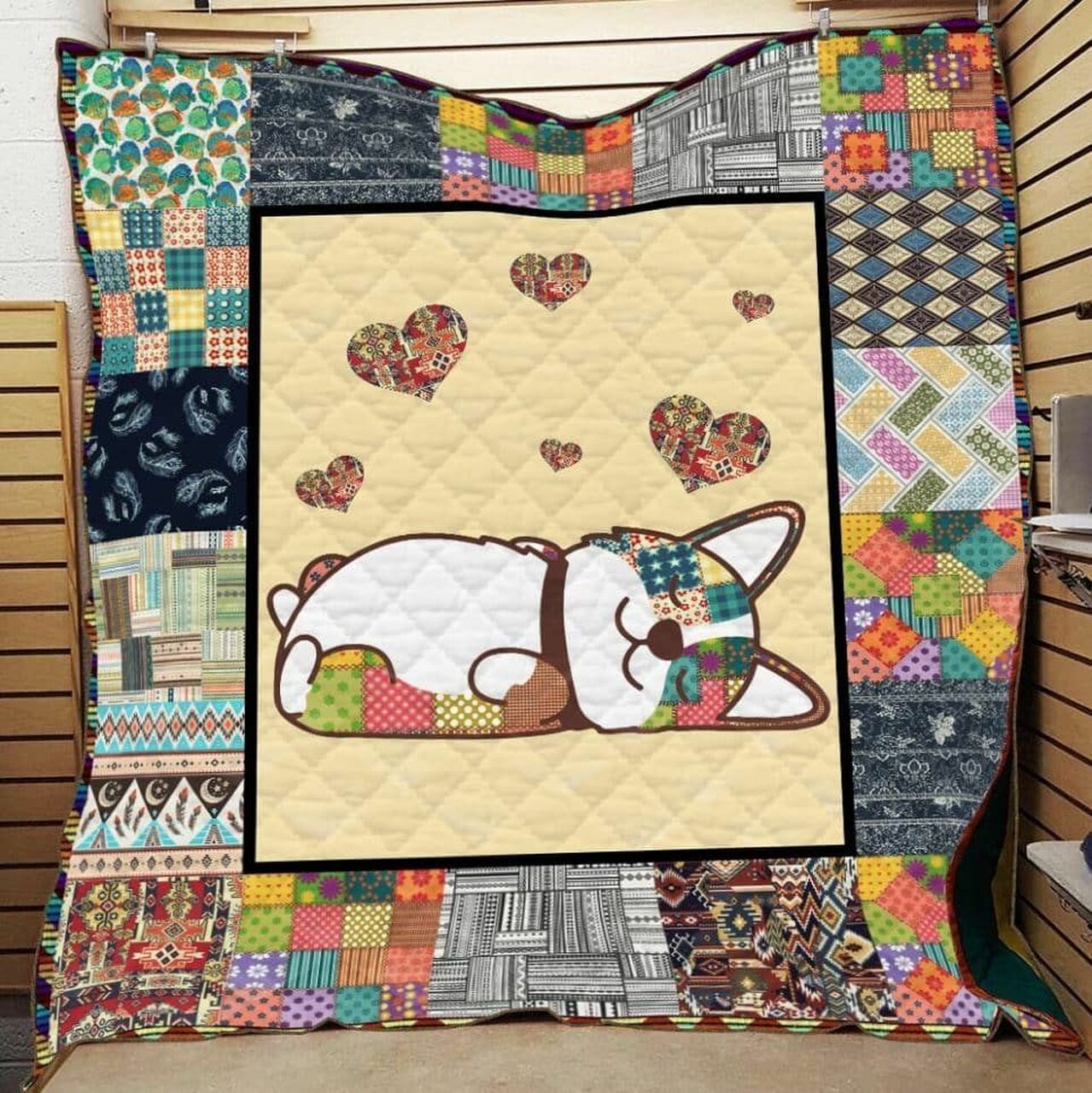 Cute Corgi Heart Corgi Quilt Bedding Set Blanket - Suitable for Picnics and Bedroom Decor