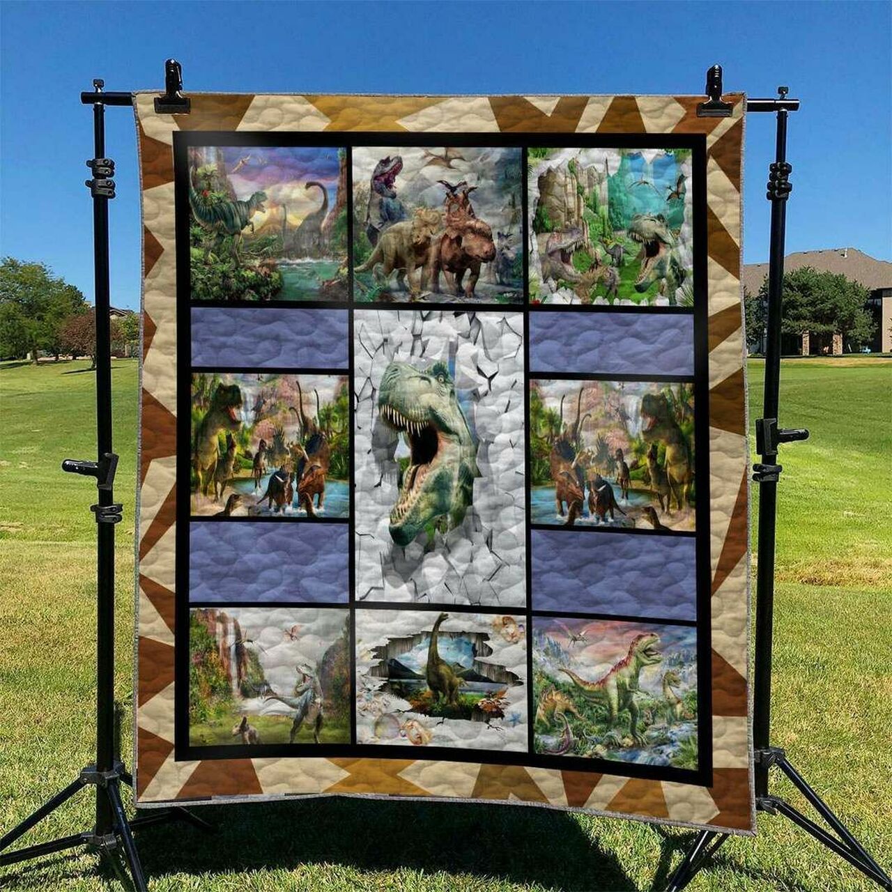 Cute Dinosaur Quilt Blanket Set for Cozy Home Decor and Picnic Fun - Gifts for Family