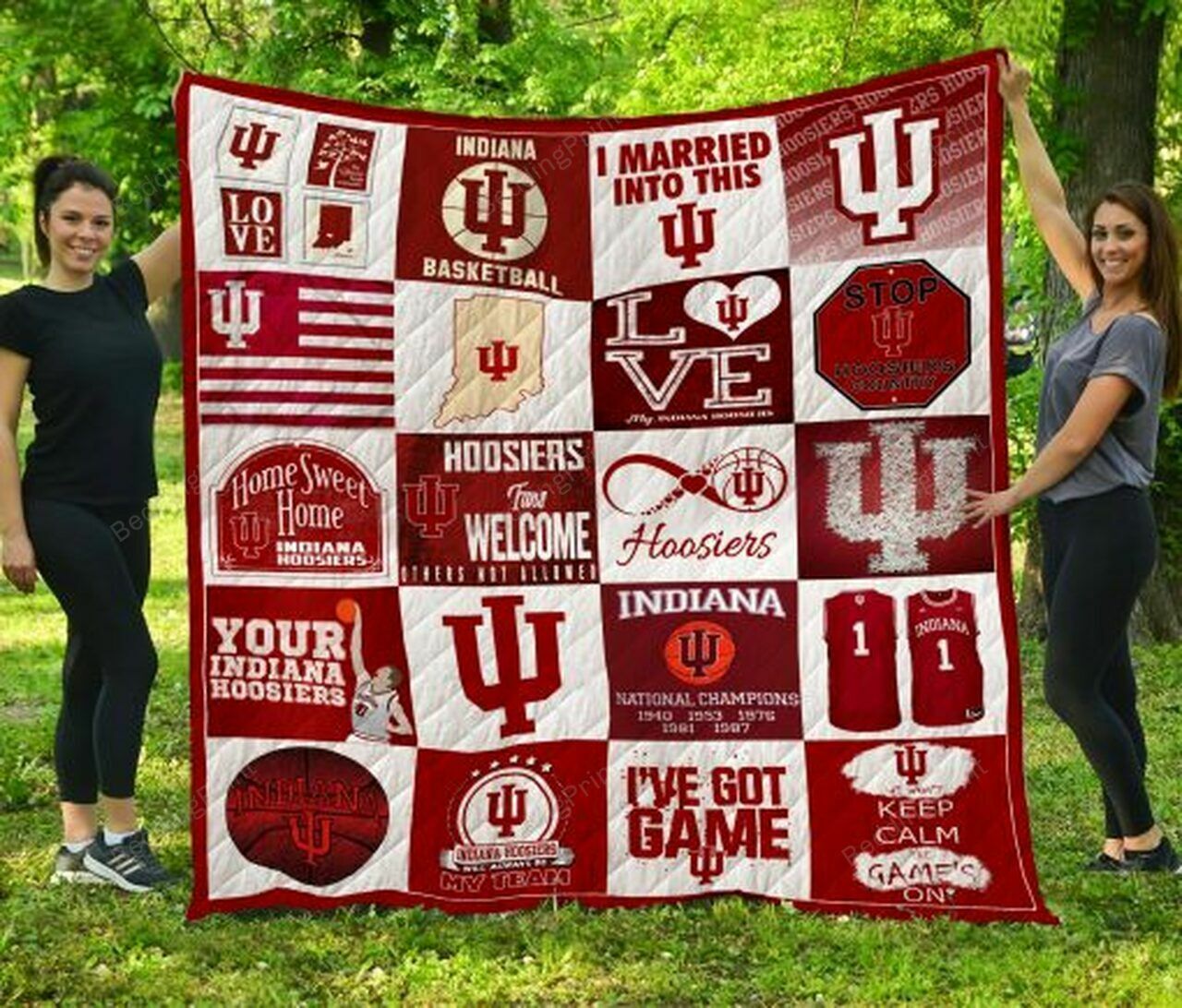 Cute Personalized Hoosiers Quilt Bedding Set Perfect for Bedroom Decor and Family Gifts