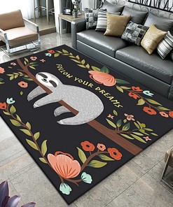 Cute Sloth Animal Cartoon Runner Carpet for Girls Room, Washable Non-Slip Area Rug for Room