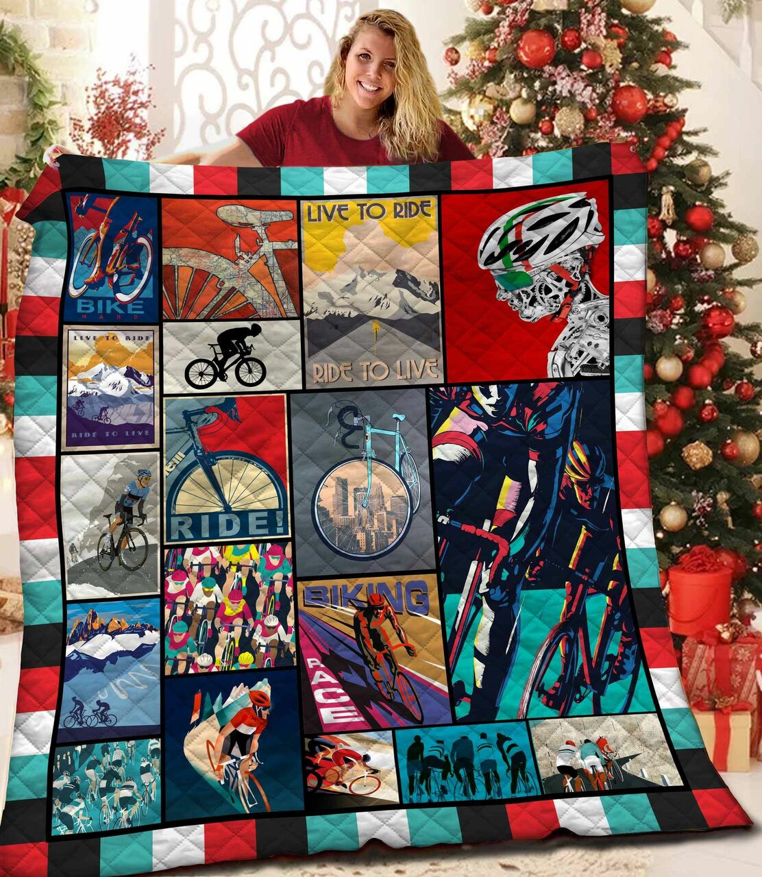 Cycling Quilt Bedding Set Bedroom Decor Gifts for Family
