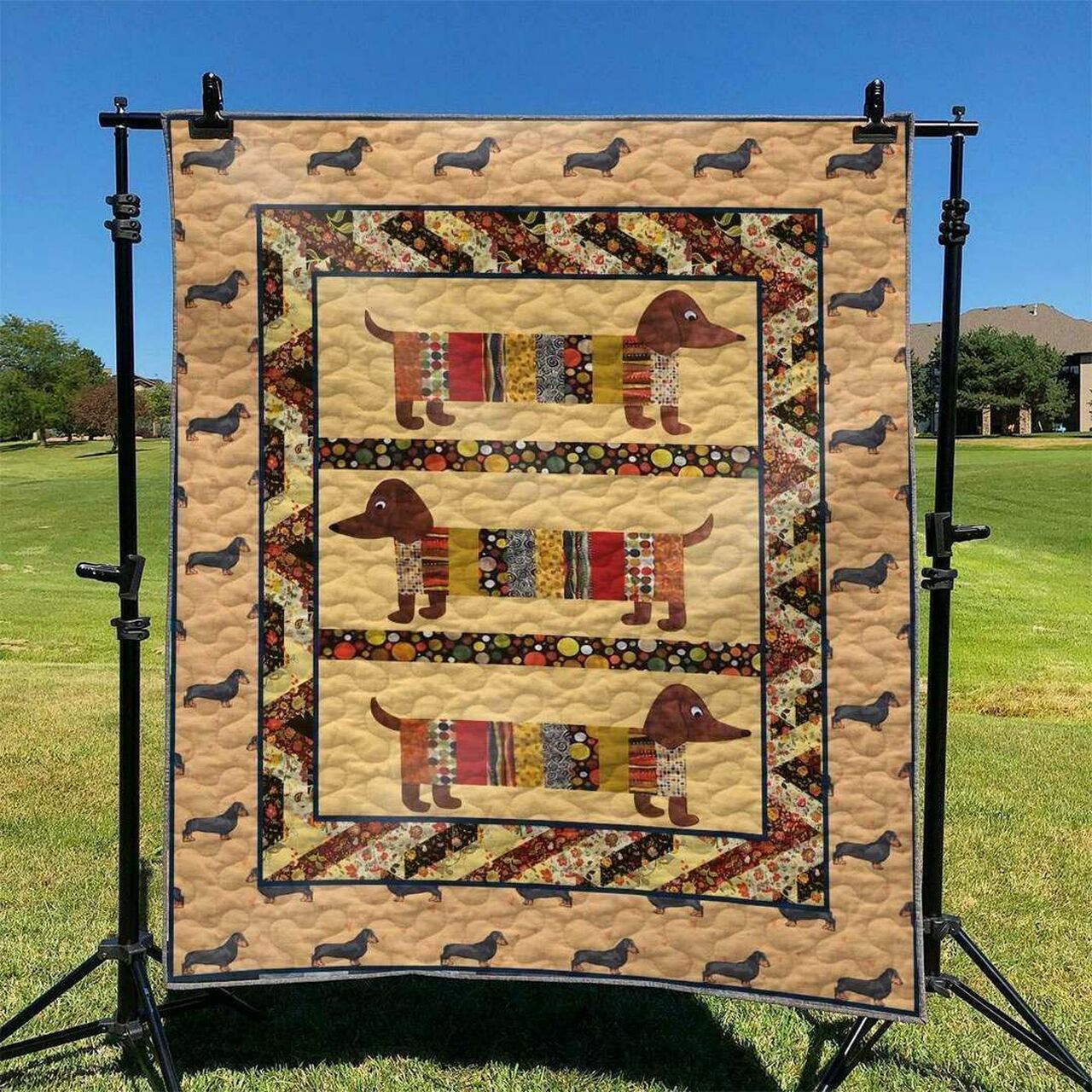 Dachshund Dog Quilt Bedding Set - Great Gifts for Family and Bedroom Decor