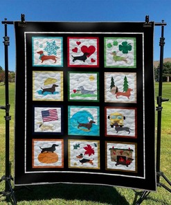 Dachshund Love Quilt Blanket Set for Cozy Home Decoration - Gifts for Family