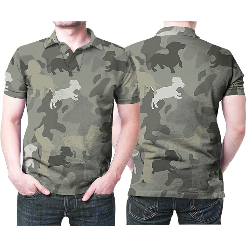 Dachshund Pattern Camouflage Style For Dog Lover 3D 3D Printed Polo Shirt