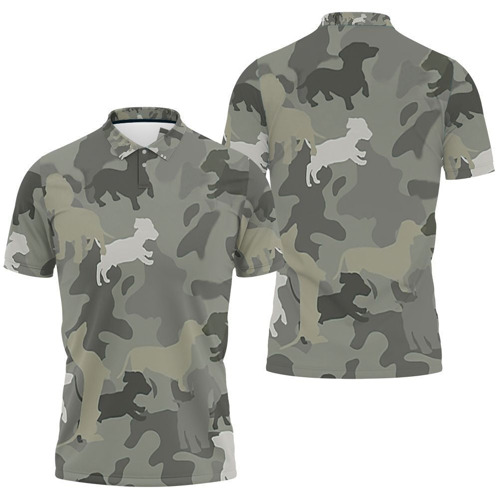 Dachshund Pattern Camouflage Style For Dog Lover Sweater Printed Hoodie 3D Polo Shirt