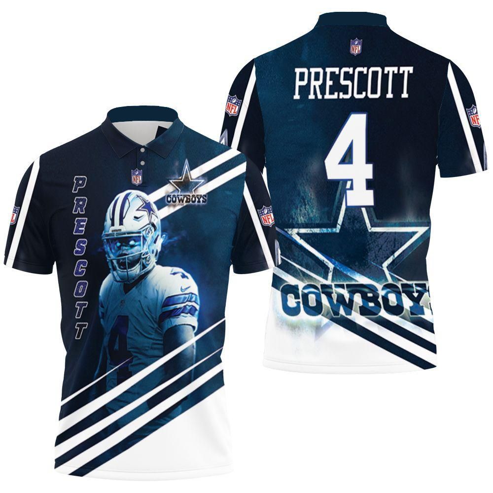 Dak Prescott 4 Dallas Cowboys 3D Polo Shirt