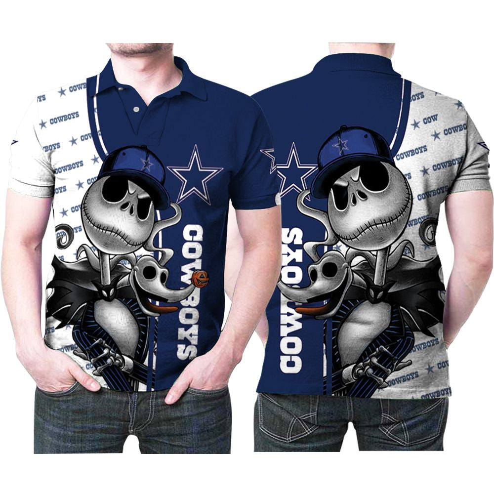 Dallas Cowboys Jack Skellington And Zero 3D Printed Gift For Dallas Cowboys Fan Polo shirt