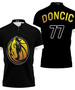 Dallas Mavericks Luka Doncic 77 Nba Golden Edition White Jersey Polo Shirt