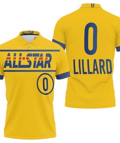 Damian Lillard Blazers 2021 All-Star Western Conference Gold Jersey Inspired Style Polo Shirt