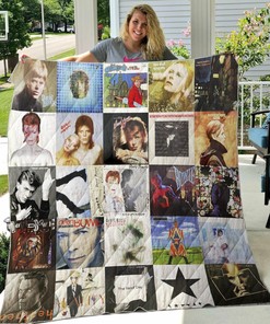 David Bowie Quilt Blanket Bedding Set with Custom Name, Great for Home Decoration and Family Gifts
