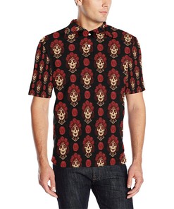 Day Of The Dead Skull Girl Pattern Men Polo Shirt