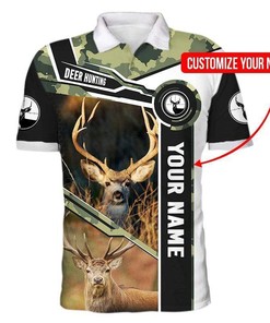 Deer Hunting Camo Custom Name Polo Shirt